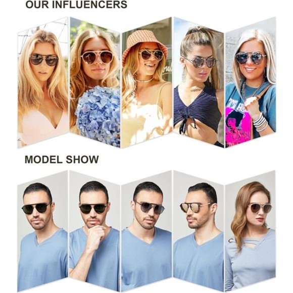 ?? Aviator Polarized Sunglasses for Women Men Double Bridge